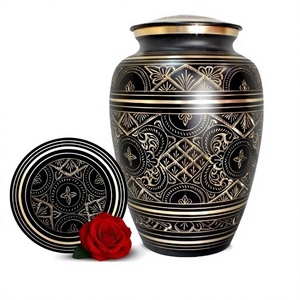 Urne funéraire pour adulte A.K. - Style américain, écologique, personnalisable, 200 Cu. En. Boîte cadeau en velours avec couvercle hermétique (noir) - Product Image 1