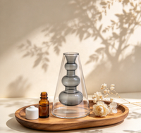 Diffuseur d'arômes en verre double couche, bouteille transparente, cône gris fumé, récipient intérieur, parfum d'ambiance, décoration de table