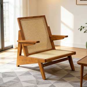 Fauteuil de salon en <span class=keywords><strong>rotin</strong></span> en bois massif de style nordique moderne, meubles de maison, balcon, fauteuil inclinable à accoudoir unique, fauteuil de détente - Product Image 6
