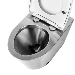 Diseño de agrietamiento anticongelante resistente al vandalismo promocional <span class=keywords><strong>Wc</strong></span> público Inodoro de una pieza Tipo de piso Inodoro de acero inoxidable - Product Image 5