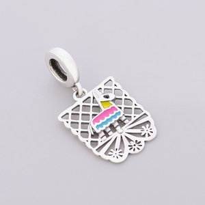 Abalorio de Plata de Ley 925 con Diseño de Perro Alebrije Papel Picado <span class=keywords><strong>VIVA</strong></span> México, Compatible con Pulseras Originales Pandora para Hacer Joyería DIY - Product Image 3