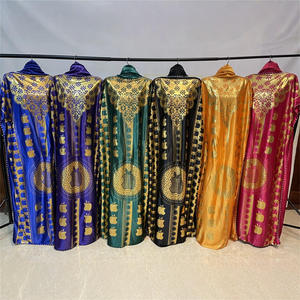 Nouvelle <span class=keywords><strong>Robe</strong></span> Longue Africaine Décontractée Grande Taille en Fausse Fourrure Brillante sans Manches, Col Unique Doré Estampé, Style Dashiki - Product Image 3