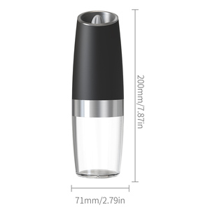 Moulin à sel et poivre électrique à gravité avec lumière LED, mouvement en céramique, réglable, 135 ml, transparent - Product Image 5