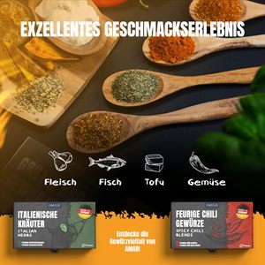 Ensemble d'épices en verre moderne (<span class=keywords><strong>pour</strong></span> grillades) – Coffret <span class=keywords><strong>cadeau</strong></span> <span class=keywords><strong>de</strong></span> 5 mélanges d'épices exquis – Boîte à épices premium <span class=keywords><strong>pour</strong></span> la <span class=keywords><strong>cuisine</strong></span> et les grillades – Idéal comme <span class=keywords><strong>cadeau</strong></span> - Product Image 6