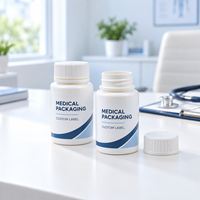 Flacon en plastique PE de 60 ml de qualité alimentaire pour pilules, conteneur de médicaments, couleurs de bouchon personnalisées pour l'emballage de compléments alimentaires, vente en gros