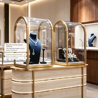 Vitrine à bijoux en verre avec éclairage LED en bois, couleurs personnalisables - Écologique et durable pour les comptoirs de magasin - GZowin