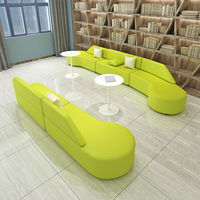 Ensemble de canapés de bureau de style moderne, forme spéciale créative pour la réception des banques, des entreprises, les salles de repos, les halls, cuir synthétique durable