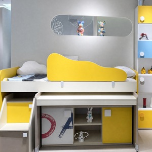 Juego <span class=keywords><strong>de</strong></span> Muebles Infantiles, Cama Alta con Escaleras y <span class=keywords><strong>Escritorio</strong></span>, Cama Infantil Amarilla y Crema, Muebles para Dormitorio Infantil, Juego <span class=keywords><strong>de</strong></span> Torre <span class=keywords><strong>de</strong></span> Almacenamiento - Product Image 3