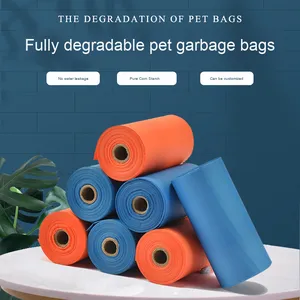 Sacs à déchets compostables écologiques entièrement biodégradables en amidon de maïs portables pour sacs à excréments de chien et usage sanitaire - Product Image 6