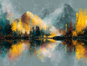 Trang trí nội thất áp phích cảnh quan vải sơn hồ rừng núi phong cảnh bức tranh tường nghệ thuật in ấn kỹ thuật số hiện đại - Product Image 6