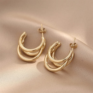 Hot Selling Jewelry Stainless Steel Irregular Hoop <b>Stud</b> <b>Earrings</b> for Women - Product Image 3