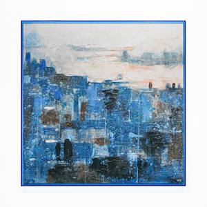 ภาพวาดบนผ้าใบพร้อมกรอบอะคริลิคสีน้ำเงิน ขนาด 85x85 ซม. หนา 5 ซม. - Product Image 1