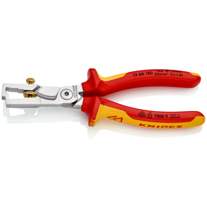Dénudeur de fils KNIPEX 13 66 180, capacité 15 mm, cuivre, aluminium, isolé 1000 V, fabriqué en Allemagne - Product Image 1