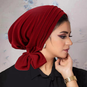 Vente en gros de turbans extensibles de couleur unie Yuyun, foulards de tête décontractés pour tous les jours, <span class=keywords><strong>protection</strong></span> des <span class=keywords><strong>cheveux</strong></span> pour femmes musulmanes, bonnets de <span class=keywords><strong>nuit</strong></span> en soie - Product Image 5