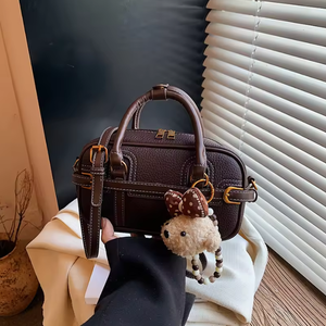 Retro women's winter style zipper closure PU leather polyester women's tote <b>bag</b> - Product Image 5