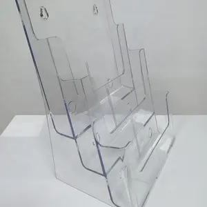 3 מחזיק ברושור פלסטיק A4 צלול עמוד אקריליק שקוף