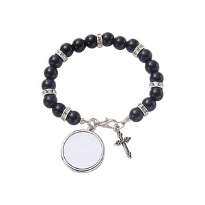 Pulseras cruzadas de Rosario Católico con cuentas Pulseras religiosas de sublimación directa de fábrica para regalos y bodas - Product Image 2