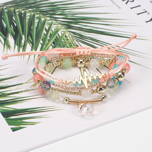 Bracelets à perles tendance motif battement de cœur pour femmes, réglables, multicouches, en cristal et strass, bijoux cadeau fabriqués en Chine - Product Image 4