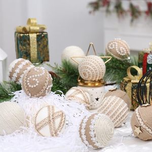 Boules de Noël en coton et lin de 8 cm avec mousse, décorations suspendues pour sapin de Noël, vente en gros - Product Image 3