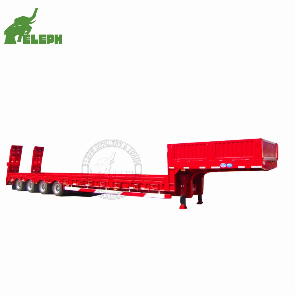 China Tri Axle Low Loader 60 Tonnes Low Bed traile 80 Ton Drop Deck 100t Excavadora Transporte 4 Axle Lowbed Semi Trailer para la venta