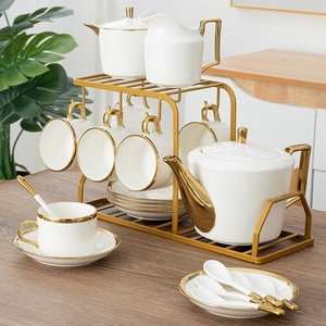 Luxury European Style Ceramic Tea <b>Cups</b> & Saucers Japanese Gold Rim Bone China with Aviation & Afternoon Tea <b>Set</b> Clay Material - Product Image 4
