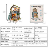 Kit de maison de poupée miniature en bois DIY, boutique de fleurs Ivy Street, puzzle 3D, insert de bibliothèque, éclairage tactile LED, cadeau