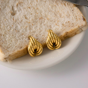 Huggie <b>Earrings</b> 18K <b>Gold</b> Stainless Steel Multi Layer Irregular Geometric Design Fashion <b>Dangle</b> <b>Earrings</b> - Product Image 4