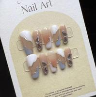 Faux ongles en acrylique faits à la main, 10 pièces, avec finition gel, longue durée, amovibles, faux ongles artificiels