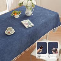 Nappe en chenille bleu marine avec bordure en dentelle, lavable en machine, pour salle à manger, cuisine, maison, vente en gros