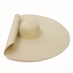 Chapeau de soleil à large bord, pliable, en paille, pour femmes, pour la plage, été - Product Image 4