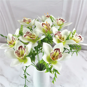 10 Pièces/Bouquet d'Orchidées Artificielles Blanches en Soie pour DIY, Mariage, Décoration de Chemin, Maison, Bureau, Vase, Accessoires, Fausses Fleurs - Product Image 5