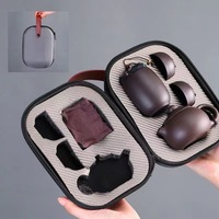 Service à thé de voyage en céramique écologique Pangu Zisha, sac portable, une théière, quatre tasses, théière d'extérieur
