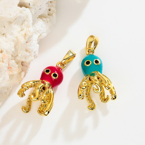 Nouvel Arrivage HD508 2026 Pendentif Pieuvre <span class=keywords><strong>Calamar</strong></span> Vie Marine en Or 18K et Émail pour Fabrication <span class=keywords><strong>de</strong></span> Colliers et Bijoux d'Oreilles DIY Vente en Gros - Product Image 2