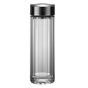 Double-Walled Glass Cup 16-Sided With Lid Heat Insulating For Tea And Water - Product Image 5