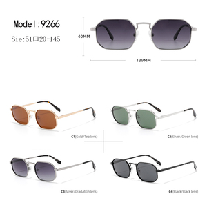 Unisex Rectangle Metal Frame Sunglasses Brown Lens UV400 Protection for Adults - Product Image 3
