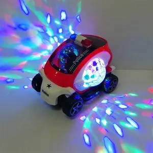 Wholesale Cheap 3D Light Musical 360 Degree Rotating Toy Car Battery Operated Kids Toys Colorful Universal Walking Police Car