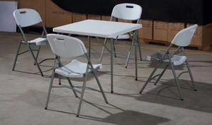White Round Plastic <strong>Folding</strong> <strong>Table</strong> <strong>Dining</strong> for Outdoor Event Banquet Party - Product Image 2