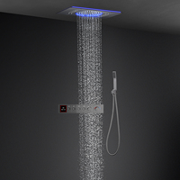 Colonne de douche thermostatique de luxe intelligente 600*330mm avec cascade LED et effet pluie pour salle de bain