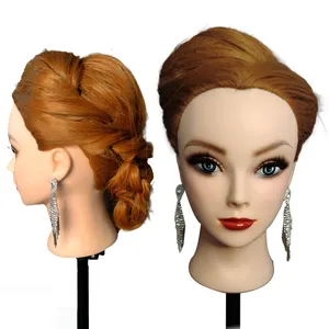 J01 Wholesale price Hairdresser 100% Real Human Hair Dummy Training Mannequin Doll Head