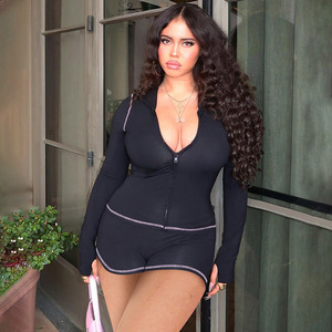 Completi moda <span class=keywords><strong>donna</strong></span> stampa Shorts <span class=keywords><strong>con</strong></span> <span class=keywords><strong>cappuccio</strong></span> primavera abiti <span class=keywords><strong>donna</strong></span> Set due pezzi - Product Image 3