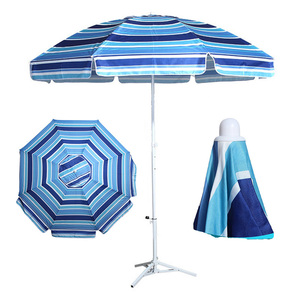 Sombrilla de playa de poliéster portátil para exteriores, diseño de playa de costillas de 8K, marco de paraguas de estilo moderno, 180cm, 210cm, 300cm - Product Image 1
