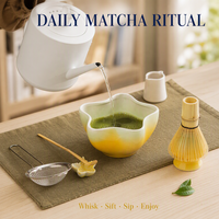 Ensemble de bols à matcha en céramique, motif étoile de mer, bol à thé kawaii 450 ml avec fouet en bambou Chasen pour cérémonie du thé, cadeau