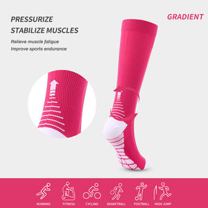 Calcetines de compresión de nailon con diseño ergonómico y bloques de color para deportes al aire libre, hombres y mujeres - Product Image 2