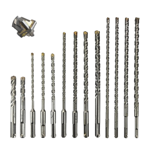 Lot de 7 forets à maçonnerie SDS Plus à pointe pleine, 4 coupes, tige hexagonale de 10 mm, diamètre de 3 mm, 150 mm, pour brique, pierre, béton, acier - Product Image 1