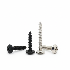 Tornillos autorroscantes de acero niquelado negro de cabeza plana grande, métricos M3, M3.5, M4, tipo hongo para madera - Product Image 2