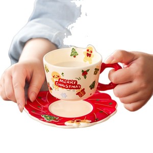 Taza de Café de Cerámica Resistente <span class=keywords><strong>a</strong></span> Altas Temperaturas con Diseño de Hombre de Jengibre Navideño, con Platillo, <span class=keywords><strong>para</strong></span> el Hogar, la Oficina, el Desayuno de los Niños - Product Image 5