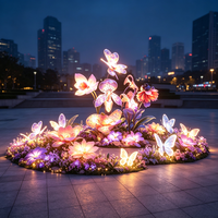 Set Lampion Kupu-kupu Bunga Kustom - Lampion Kawat Baja/Besi Tahan Air dan Awet untuk Wisuda, Thanksgiving, Dapat Dikustomisasi