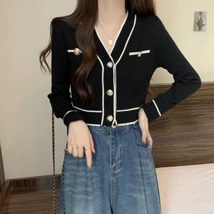 Women's New Autumn/Winter V-Neck Long-Sleeve Knit Cardigan Short Sweater <b>Top</b> Fashion - Product Image 6