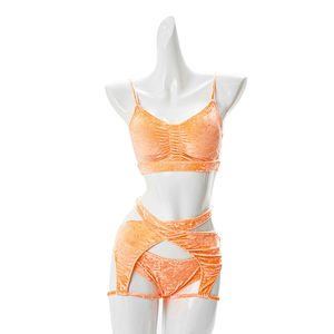 Haut de Sport en velours fluo Orange pour femmes, haut exotique <span class=keywords><strong>classique</strong></span>, vêtements de Sport pour dames, pantalon de Fitness taille basse, vêtements d'entraînement et de <span class=keywords><strong>danse</strong></span>, nouvelle collection - Product Image 1