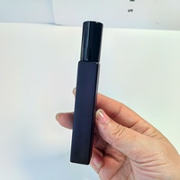 Offre Spéciale 10ml noir carré parfum verre vaporisateur épais Rectangle atomiseur clair vide voyage finition mate bouchon à vis